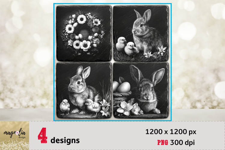 EASTER BUNNY slate coaster engarving gesign