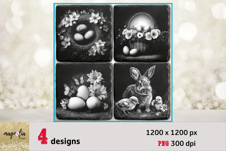 HAPPY EASTER slate coaster engarving gesign png