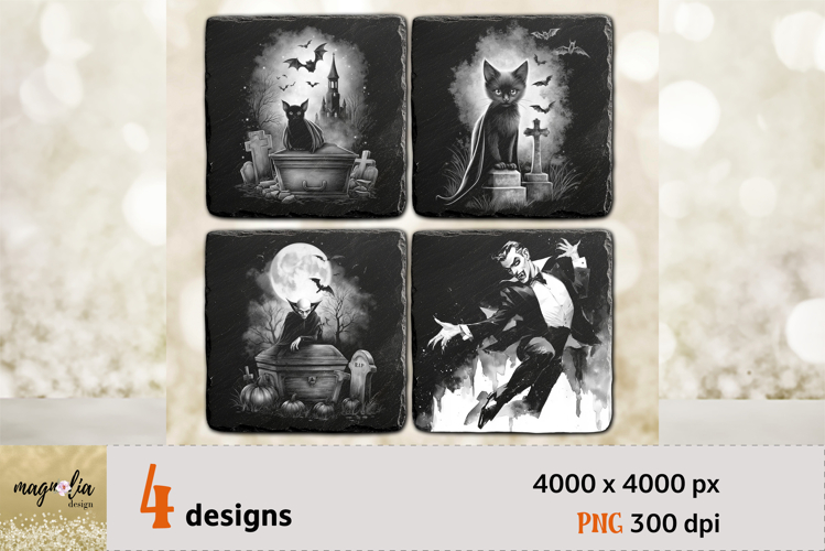 Vampire Dracula Halloween Coaster Laser Engraving PNG