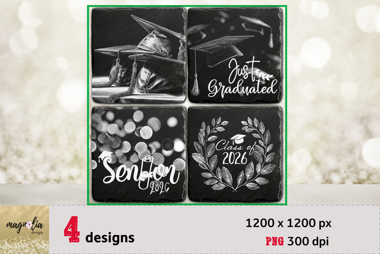 SENIOR 2026 slate coaster design engraving png