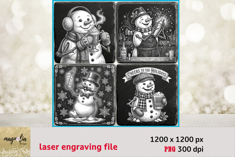 Vintage Christmas Cocktail Laser Engraving Files example image 1