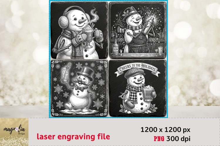 Vintage Christmas Cocktail Laser Engraving Files