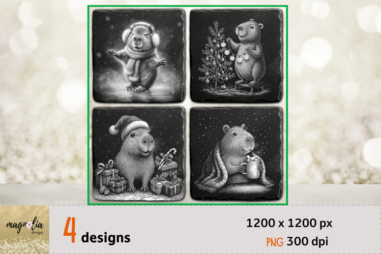 CHRISTMAS slate coaster engraving, CAPYBARA png