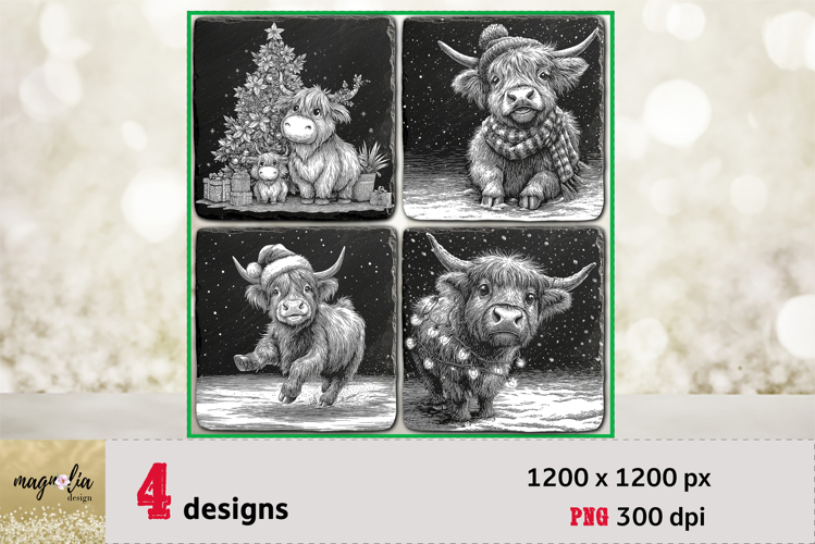 HIGHLAND COW|funny Christmas slate coaster engraving