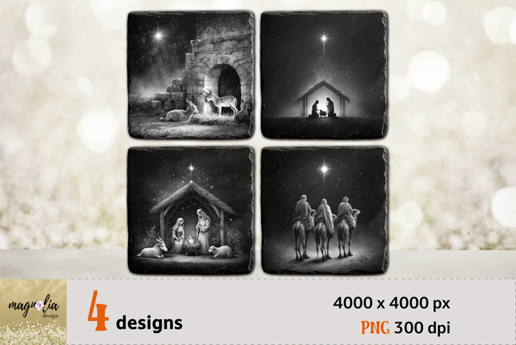 Christmas coaster Nativity scene PNG