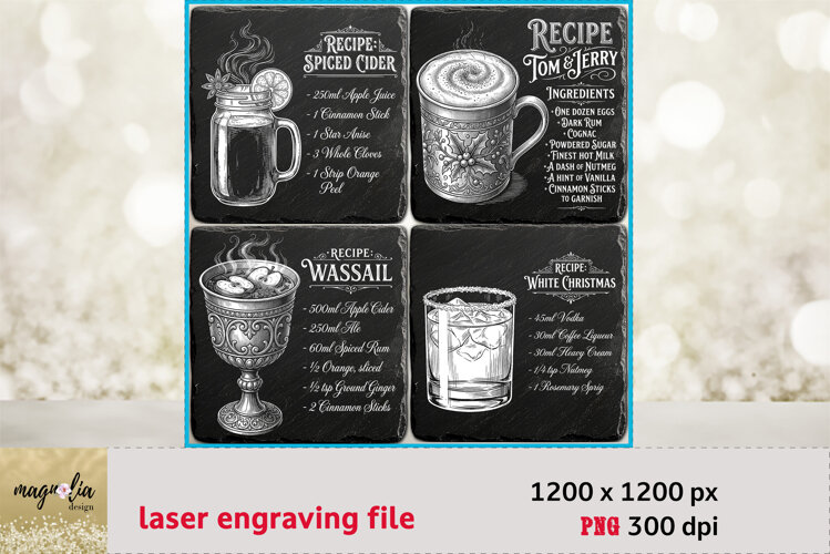 Vintage Christmas Drinks PNG | Classic Holiday Recipe Laser example image 1