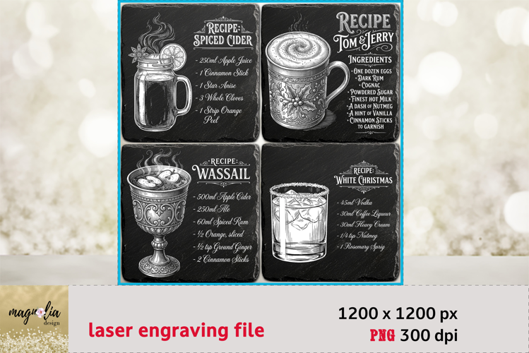 Vintage Christmas Drinks PNG | Classic Holiday Recipe Laser