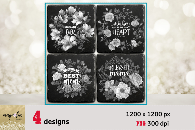 Happy Mothers Day slate coaster set engraving png