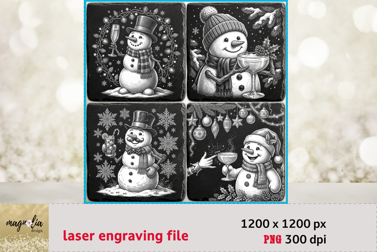 Funny Christmas Snowman with Cocktail Laser Engraving Files