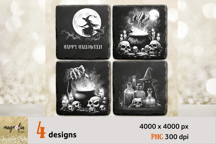 Halloween Witch Coaster Laser Engraving PNG