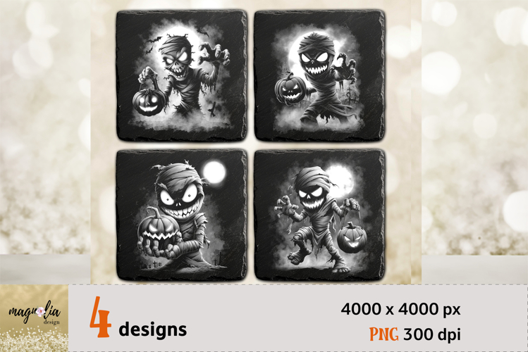 Mummy Halloween Coaster Laser Engraving PNG