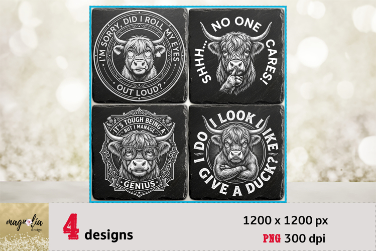 Highland Cow PNG | Sarcastic Coffee Quote Laser Engraving