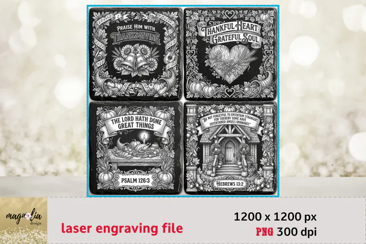 Thanksgiving Scripture PNG | Bible Verse Laser Engraving