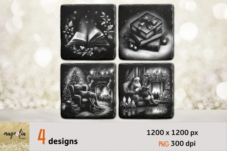 CHRISTMAS slate coaster engraving, BOOK LOVER gift