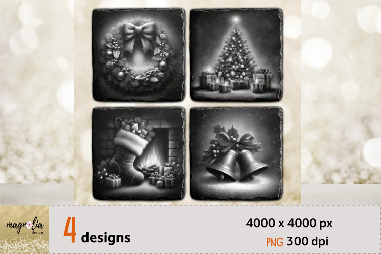 Christmas coaster, Christmas tree, wreath, PNG