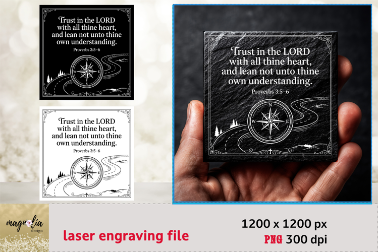 Trust In The Lord PNG | Proverbs 3:5-6 Compass Scripture