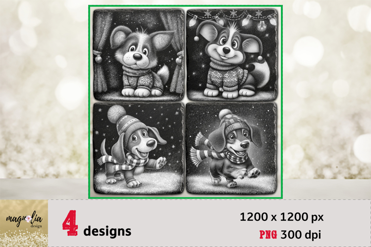 Dog lover gift idea |Christmas DOGS slate coaster engraving