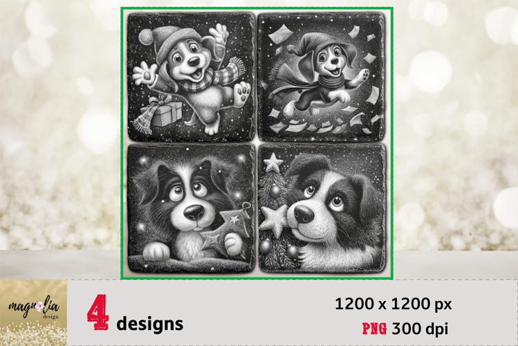 Dog lover gift idea |Christmas DOGS slate coaster engraving