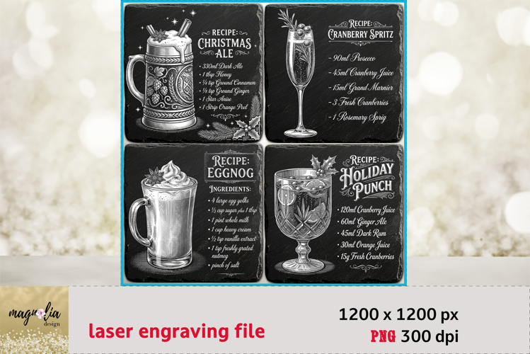 Christmas Party Drinks PNG | Holiday Recipe Laser Engraving