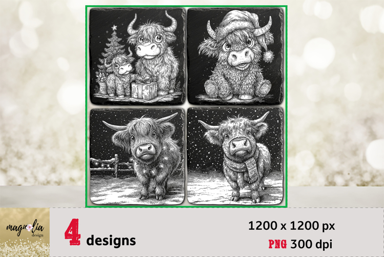 HIGHLAND COW|funny Christmas slate coaster engraving