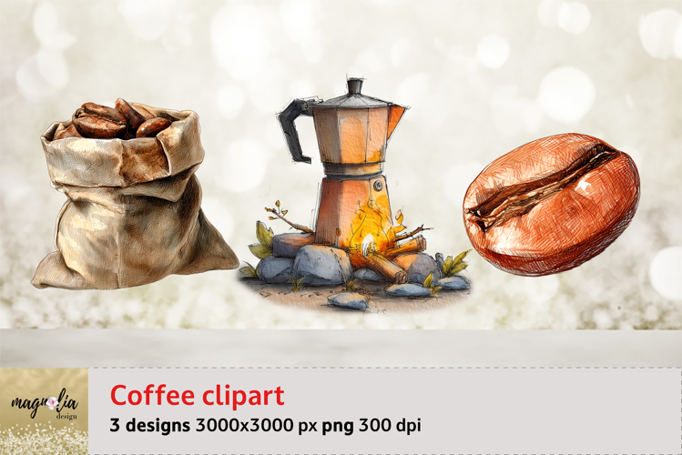 Coffee bean, coffee Pot watercolor clipart png