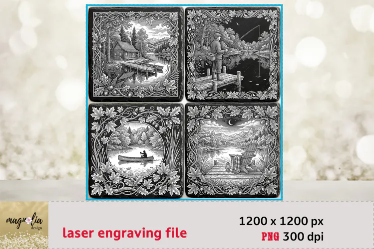 Fishing PNG | Angler Laser Engraving Files | Slate Coaster