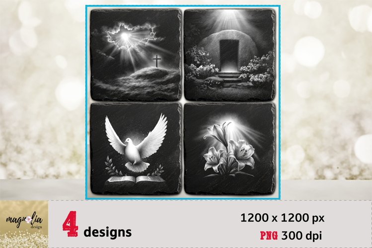 Christian EASTER slate coaster engarving file png