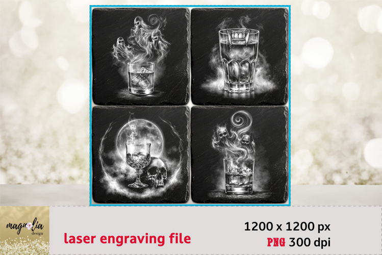 Gothic Skull Whiskey PNG Laser Engraving Files