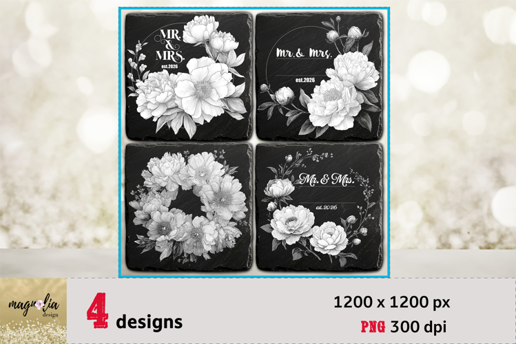 BOHO wedding| MR & Mrs slate coaster engraving