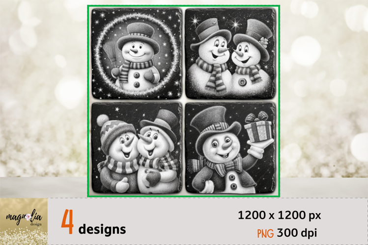 SNOWMAN Christmas slate coaster engraving png