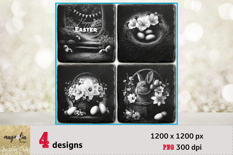 HAPPY EASTER slate coaster engarving gesign png