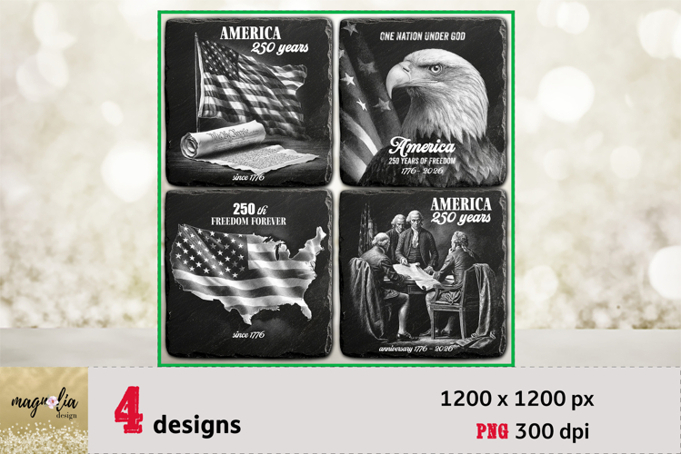 we the people USA flag coaster 4th of July engraving png