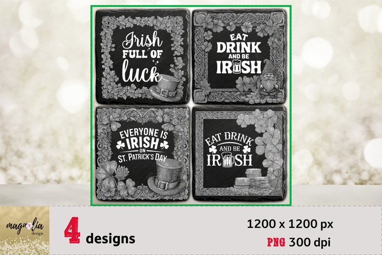 st.Patricks day slate coaster engraving bundle png