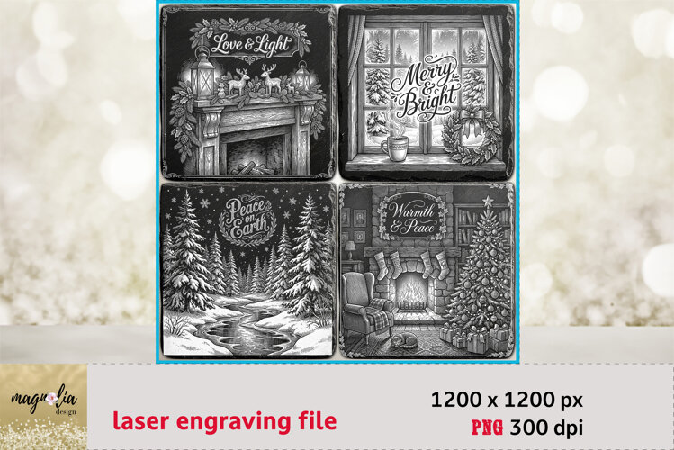 Christmas Home PNG | Cozy Holiday Laser Engraving Files example image 1