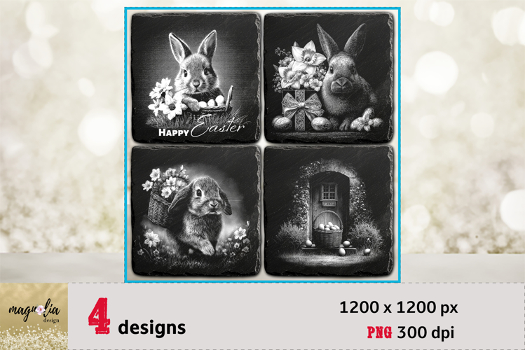 EASTER BUNNY slate coaster engarving gesign