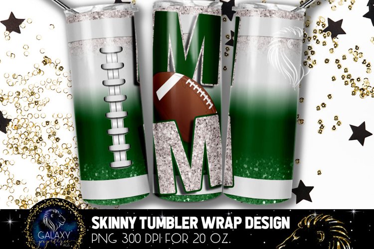 Football Mom Tumbler Sublimation, Green White Football Mom