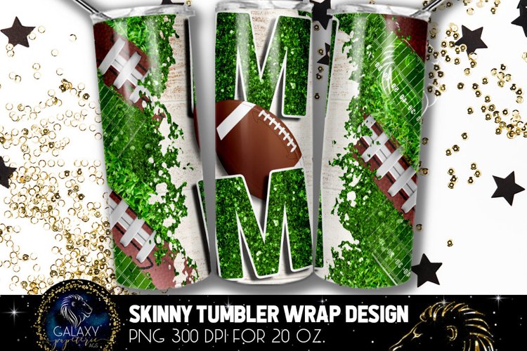 Football Mom Tumbler Sublimation, Green Glitter Football