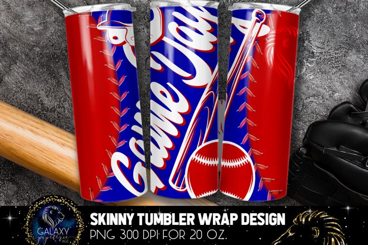 Blue Red Game Day Baseball Tumbler Sublimation Design