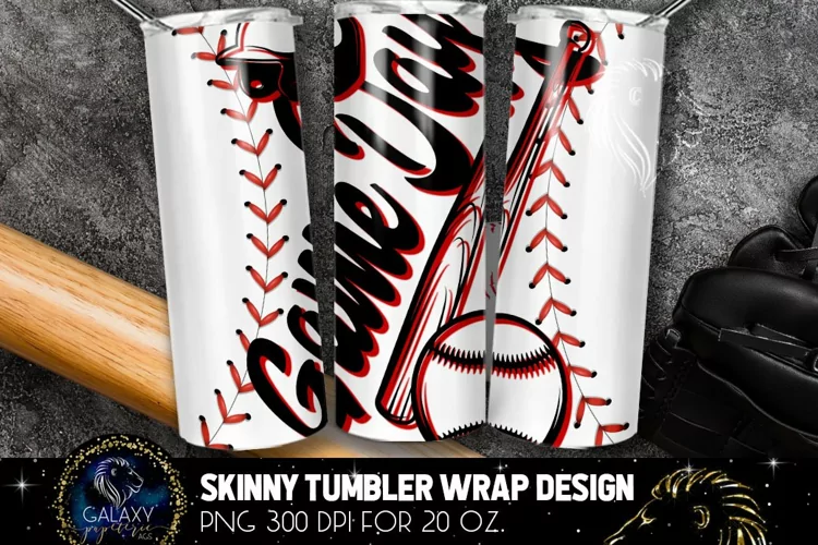 White Red Game Day Baseball Tumbler Sublimation