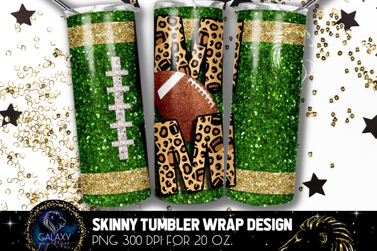 Football Mom Tumbler Sublimation, Green Gold Football Mom