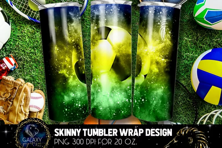 Powder Explotion Soccer Tumbler, Green Yellow Blue Soccer
