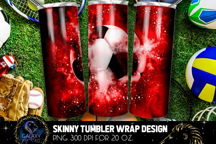 Powder Explotion Soccer Tumbler Sublimation, Red Soccer