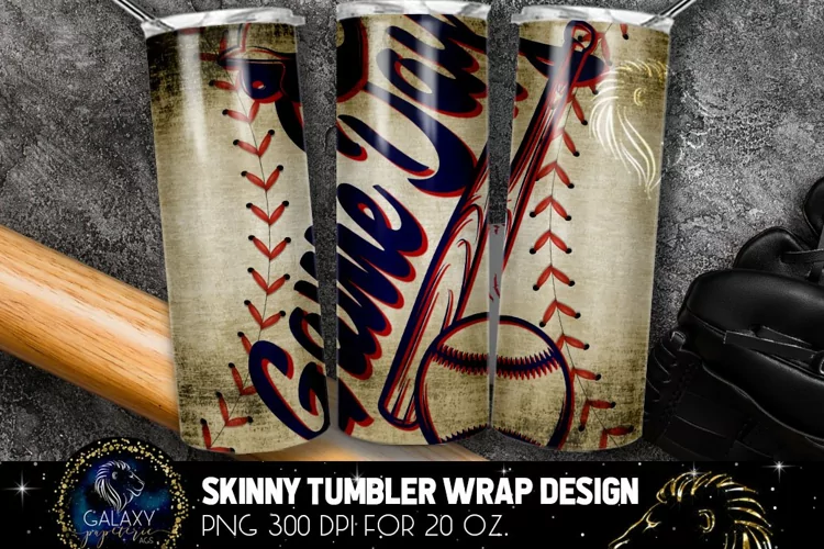 Blue Red Game Day Baseball Tumbler Sublimation, Vintage