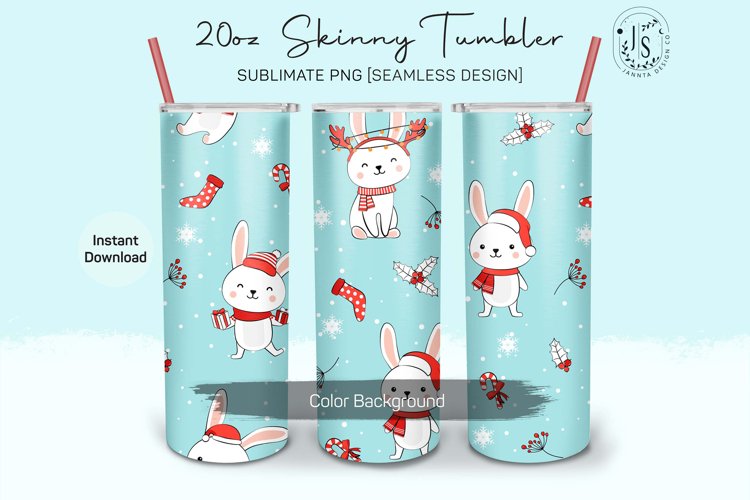 Christmas Bunny 20oz Tumbler Sublimation example image 1