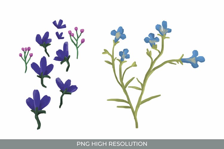 Pressed Lobelia Flower Clipart - Scrapbook Embellishment