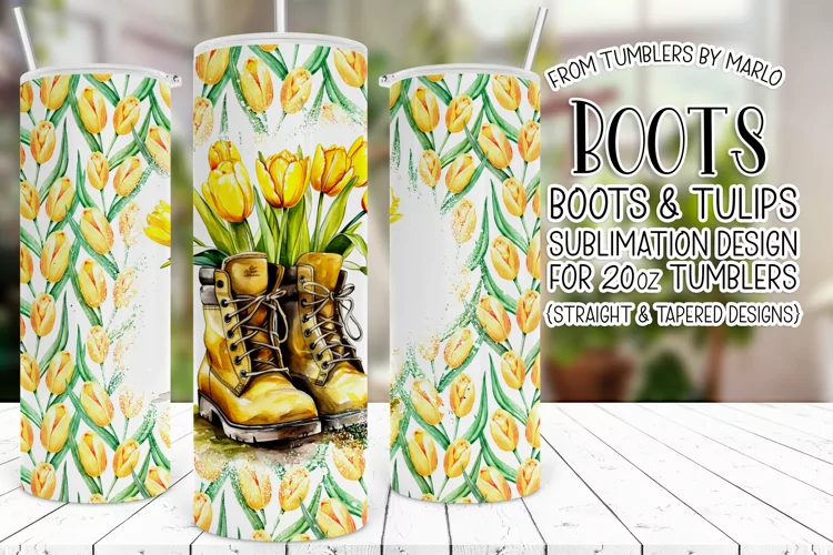 Boots Tumbler, Floral Tumbler, Boots and Flowers Tumbler