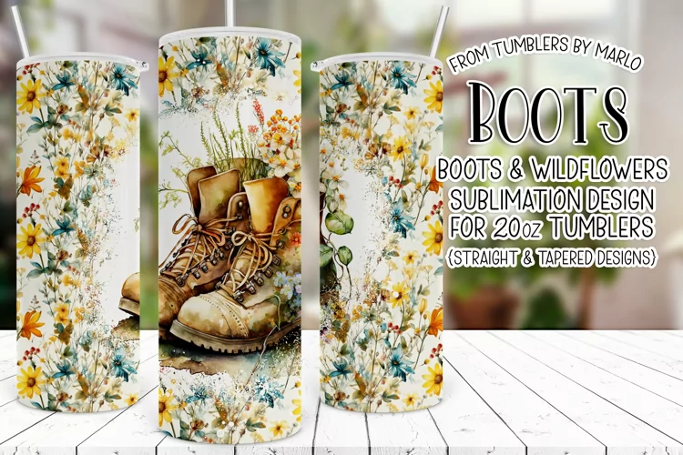 Boots Tumbler, Floral Tumbler, Boots and Flowers Tumbler