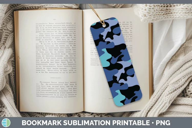 Pretty Camo Blue Bookmark Sublimation Printable Designs