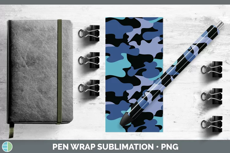 Pretty Camo Blue Pen Wrap Sublimation Epoxy Pen Designs
