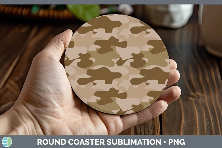 Pretty Camo Brown Round Coaster Sublimation Coaster Designs